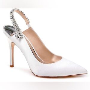Badgley Mischka Ivory Rhinestone Slingback Heels